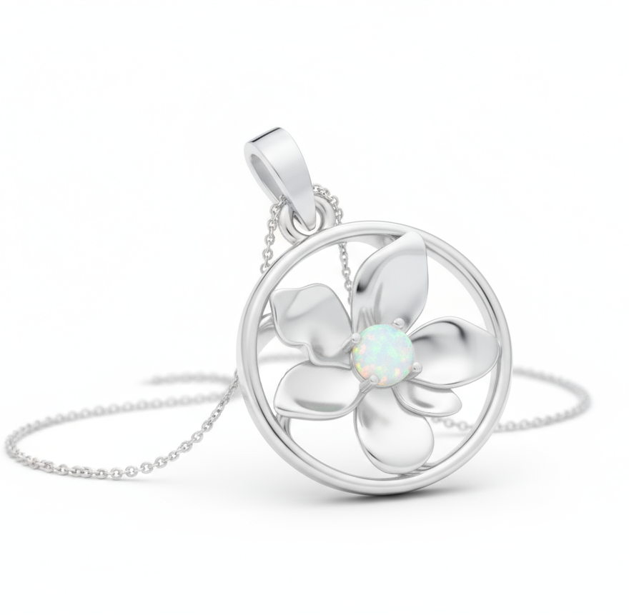 Oleander Kette Echtsilber